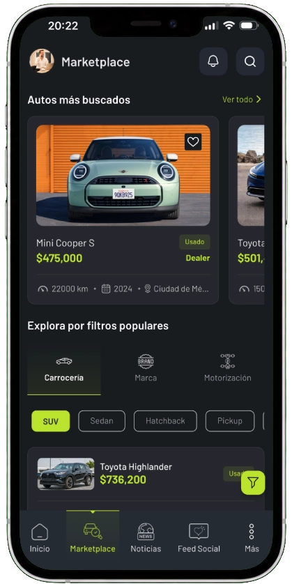 Marketplace de CarVyt para descubrir autos nuevos y usados desde el celular