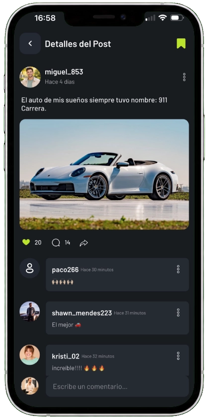 Conversaciones y publicaciones dentro de la comunidad automotriz de CarVyt