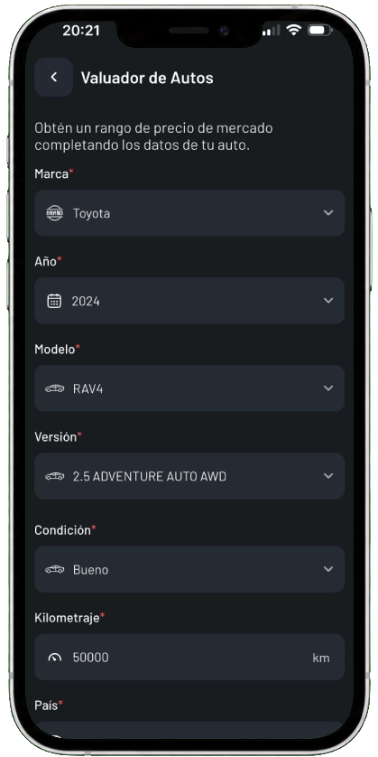 Valuador de autos CarVyt para estimar el precio antes de vender un vehículo