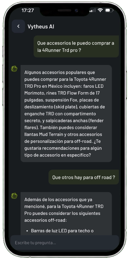 Conversación con Vytheus AI para resolver dudas y decidir con mayor claridad