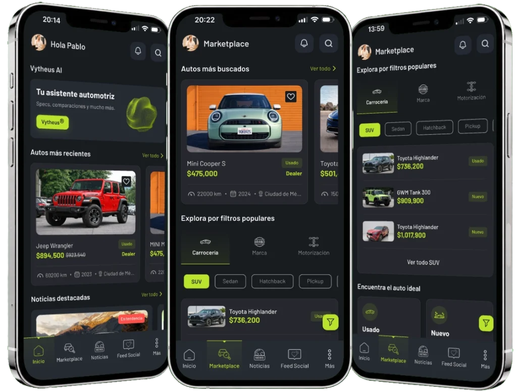 Marketplace de CarVyt con autos nuevos y usados de dealers y vendedores particulares