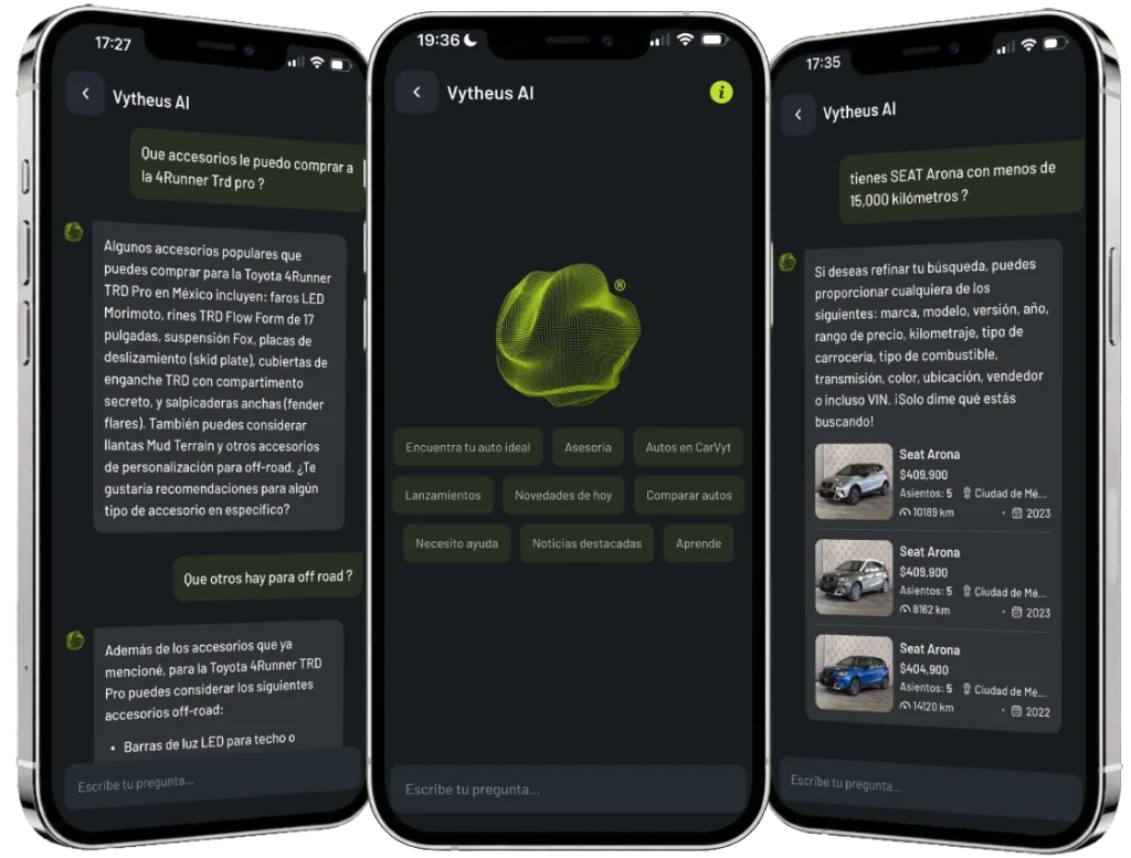 Vytheus AI de CarVyt ayudando a comparar autos y tomar mejores decisiones